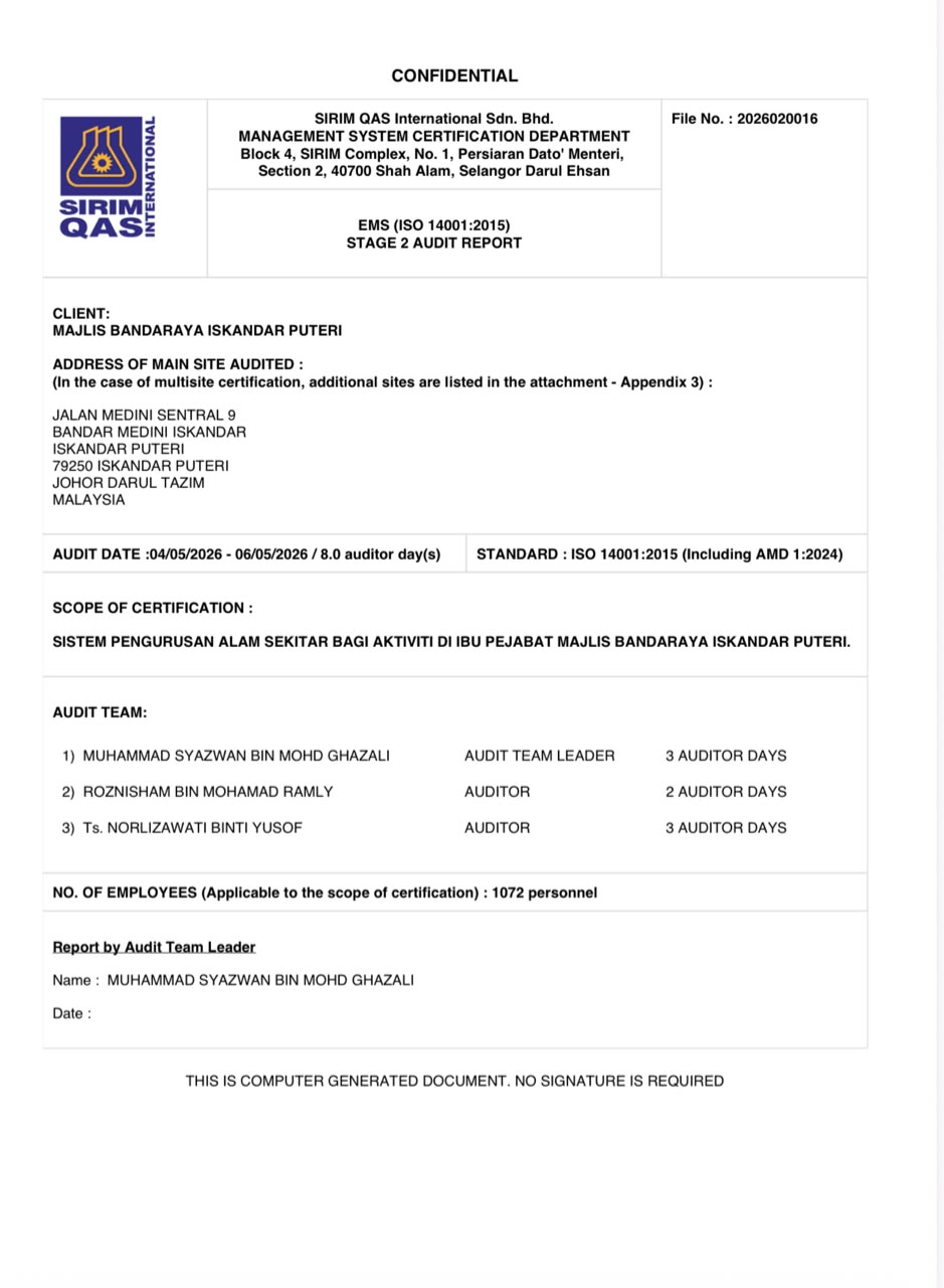SIRIM EMS Stage 2 Audit Report