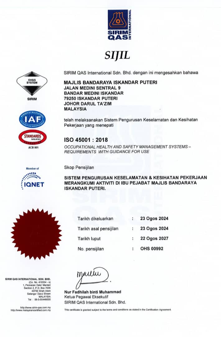 ISO 45001:2018 Certificate